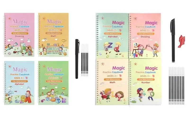 Sank Magic Practice Copybook (4 Books – 1 Pen – 10 Refills – 1 Pen Holder)